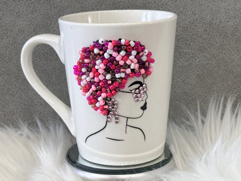 Pink Multicolor Hair Mug